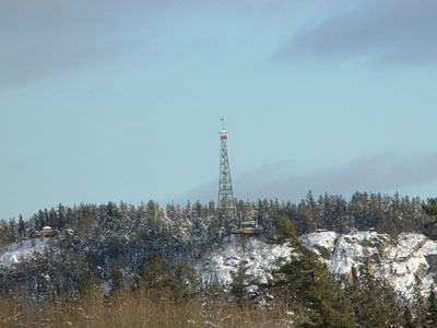 Temagami Fire Tower winter scene.
